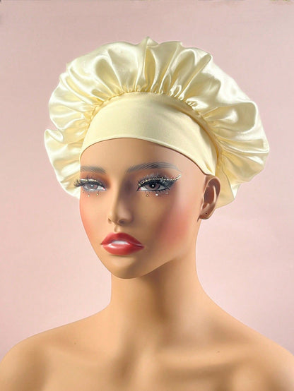 Wide-Brim Satin Sleep Cap