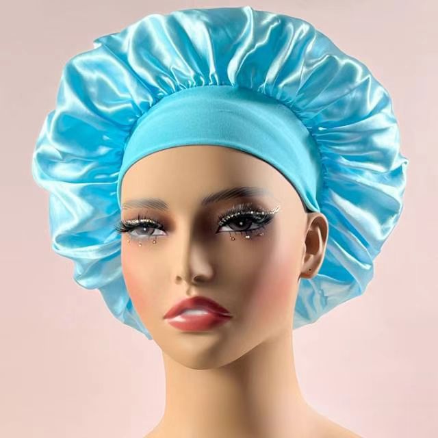 Wide-Brim Satin Sleep Cap