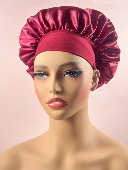 Wide-Brim Satin Sleep Cap