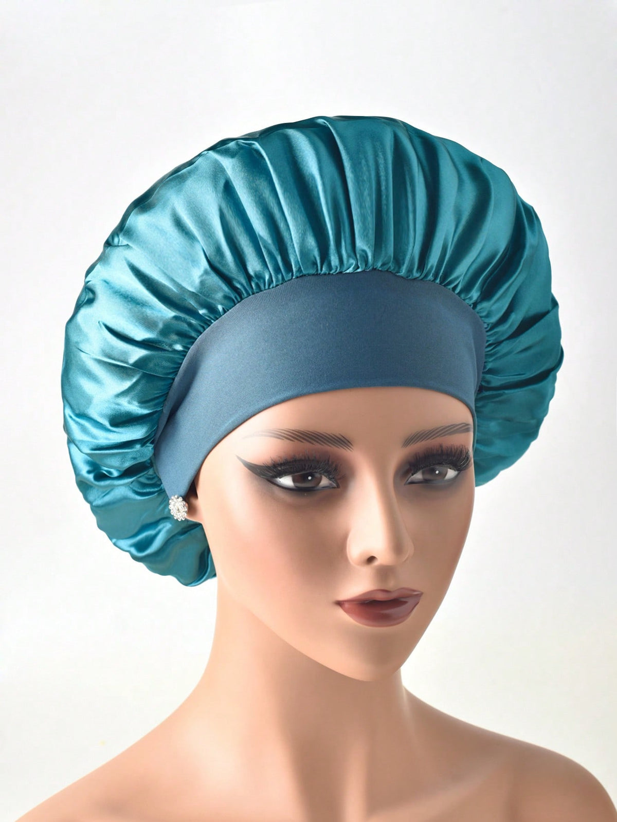 Wide-Brim Satin Sleep Cap
