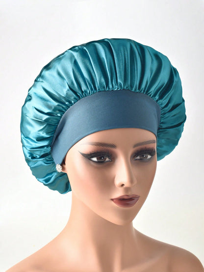 Wide-Brim Satin Sleep Cap