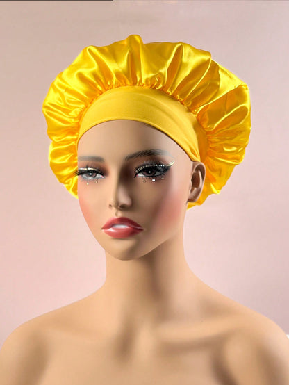 Wide-Brim Satin Sleep Cap