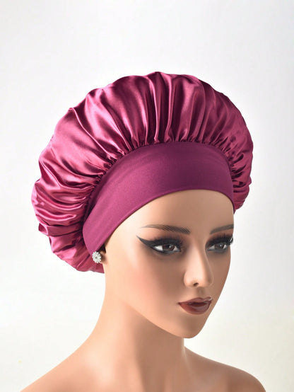 Wide-Brim Satin Sleep Cap
