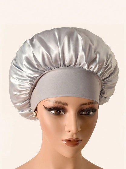Wide-Brim Satin Sleep Cap