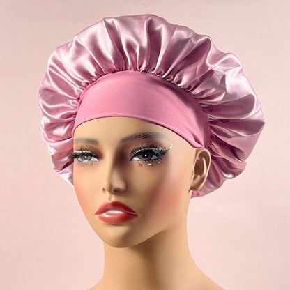 Wide-Brim Satin Sleep Cap