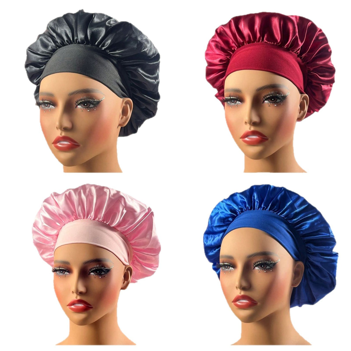 Wide-Brim Satin Sleep Cap