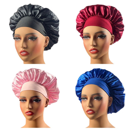 Wide-Brim Satin Sleep Cap
