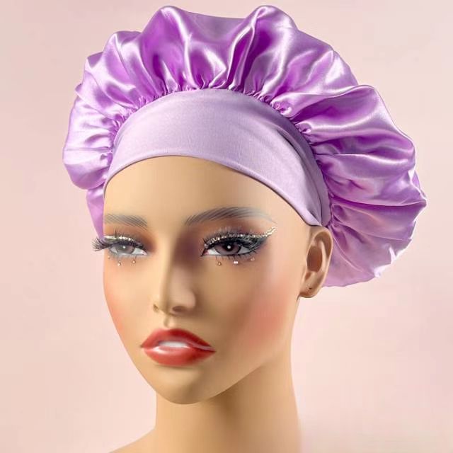 Wide-Brim Satin Sleep Cap
