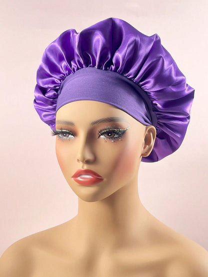 Wide-Brim Satin Sleep Cap