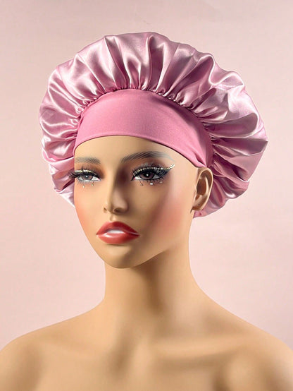 Wide-Brim Satin Sleep Cap