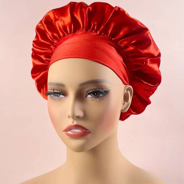 Wide-Brim Satin Sleep Cap