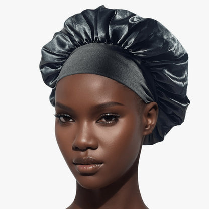 Wide-Brim Satin Sleep Cap